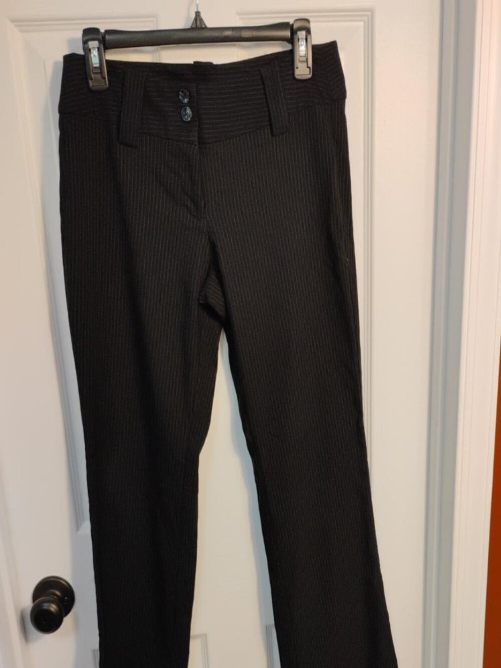 Forever 21 Black Pinstripe Bootcut Flare Dress Pants Size Medium